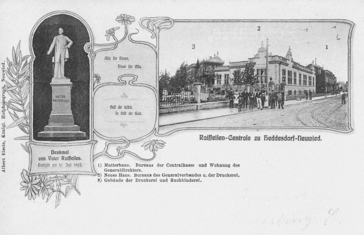 Postkarte 1902: Raiffeisendruckerei.